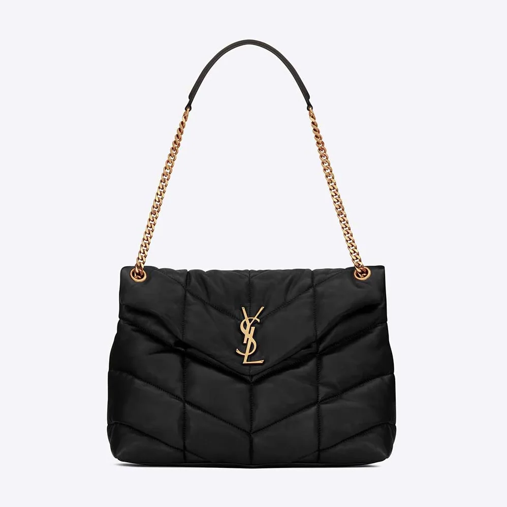 Saint Laurent YSL Puffer Medium Chain Bag in Quilted Lambskin for Women in Black/Gold Saint Laurent YSL Puffer Medium Chain Bag in Quilted Lambskin for Women in Black/Gold