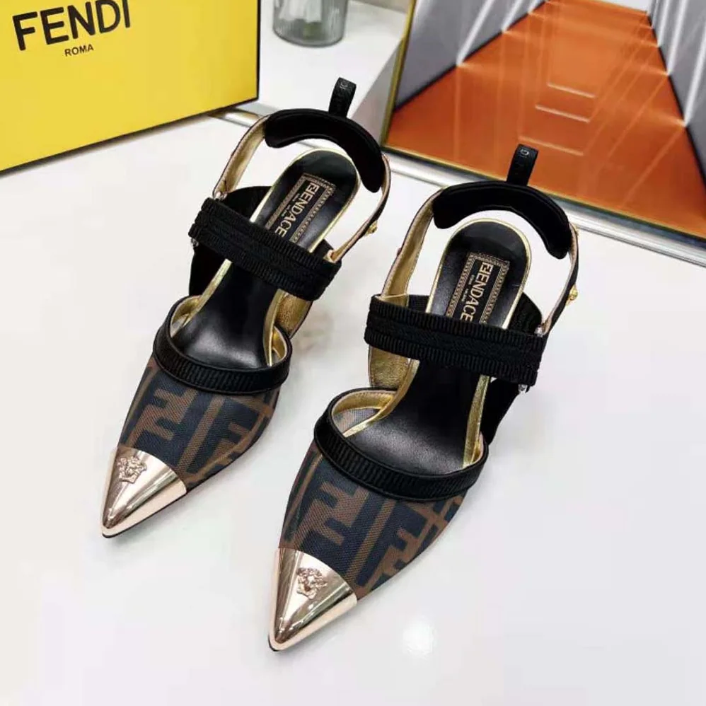 Fendi Colibrì Fendace High-Heeled Slingbacks in FF Mesh with Medusa Details for Women