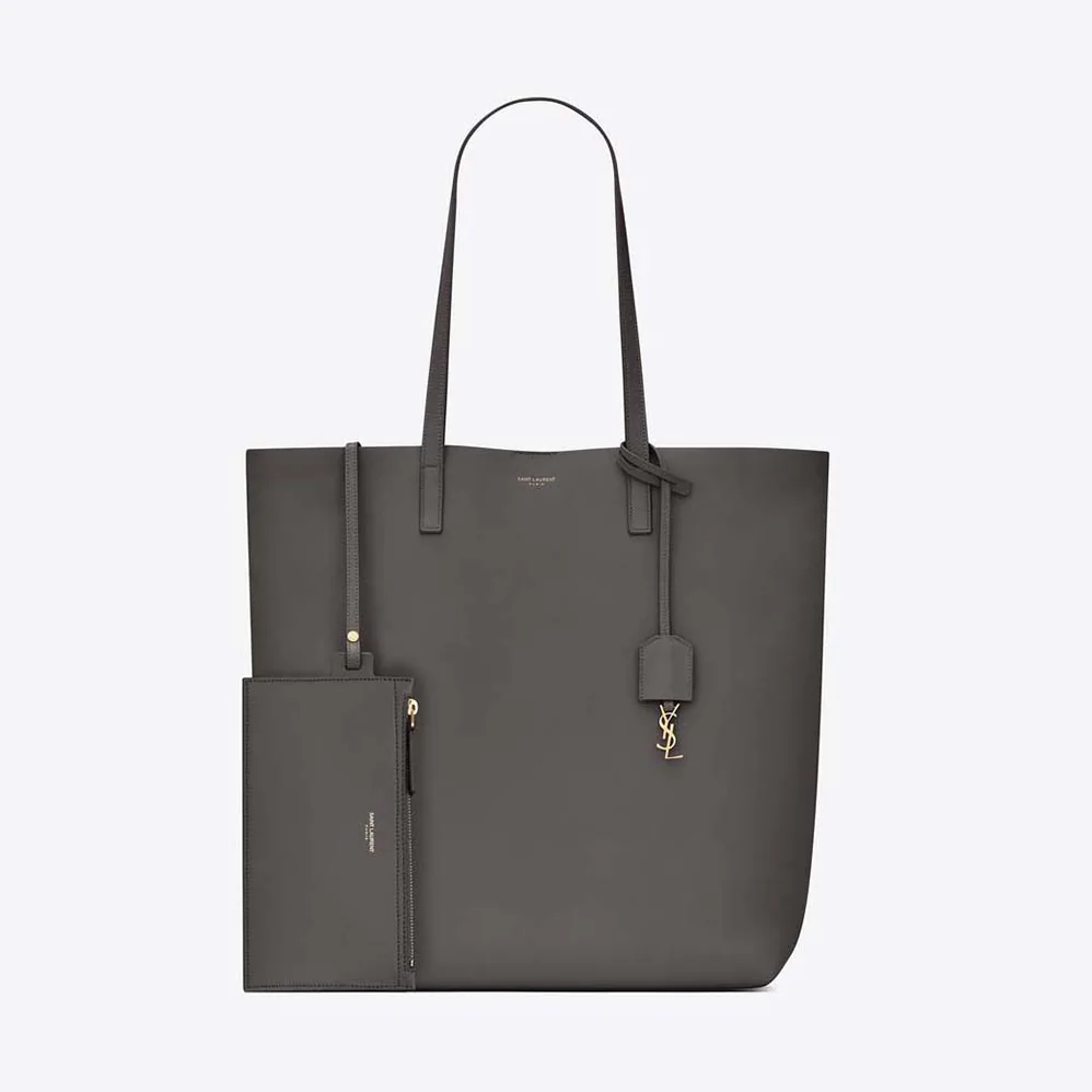 Saint Laurent YSL Shopping Saint Laurent N/S in Supple Leather for Women in Gray