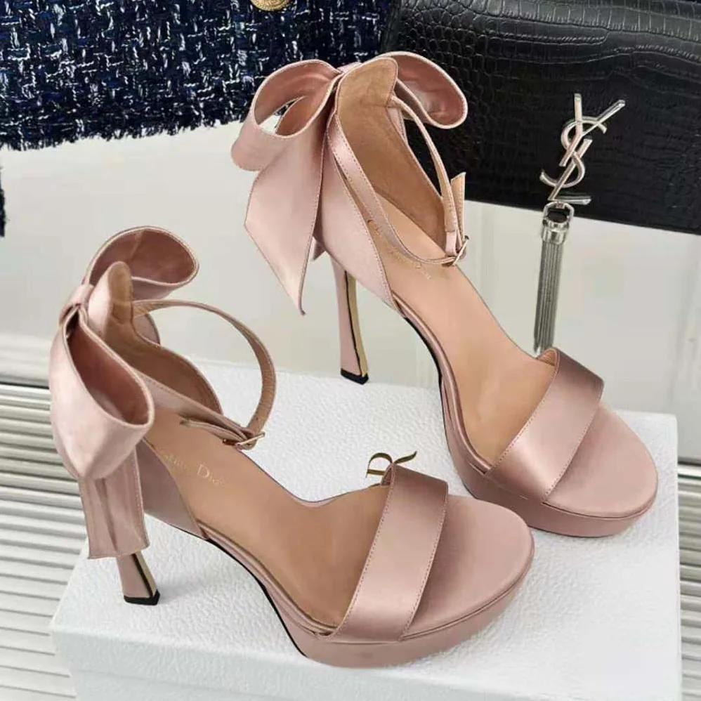 Dior Mlle Dior Heeled Sandal Rose Des Vents Satin for Women