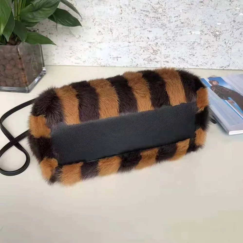 Fendi Peekaboo Iconic Mini Black Mink Bag for Women