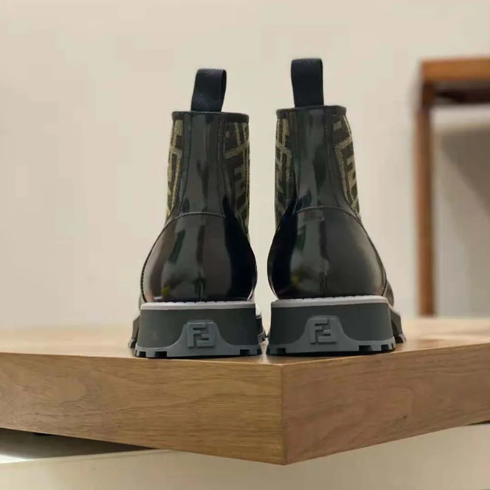 Fendi Biker Boots Black Leather Biker for Men