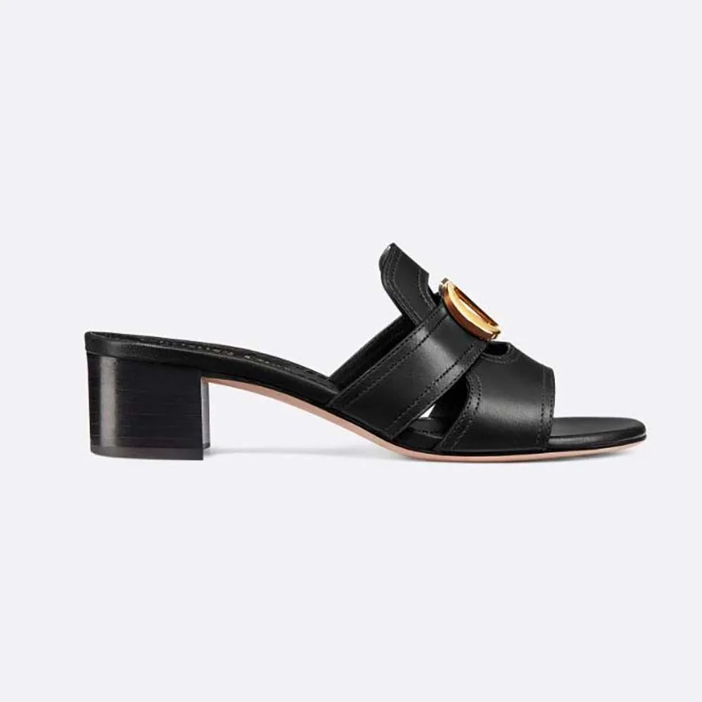 Dior 30 Montaigne Heeled Slide Black Calfskin for Women Dior 30 Montaigne Heeled Slide Black Calfskin for Women