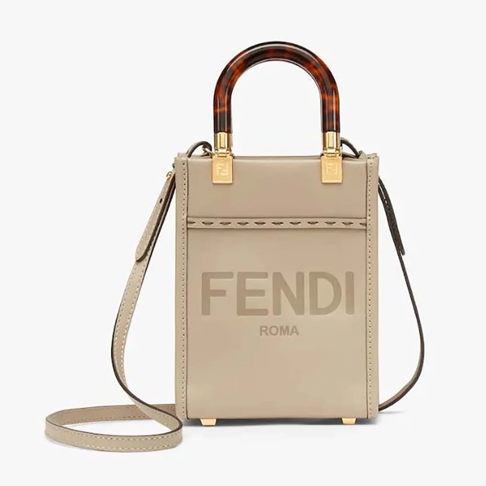 Fendi Mini Sunshine Shopper Dove-gray Leather Mini for Women in bag Fendi Mini Sunshine Shopper Dove-gray Leather Mini for Women in bag