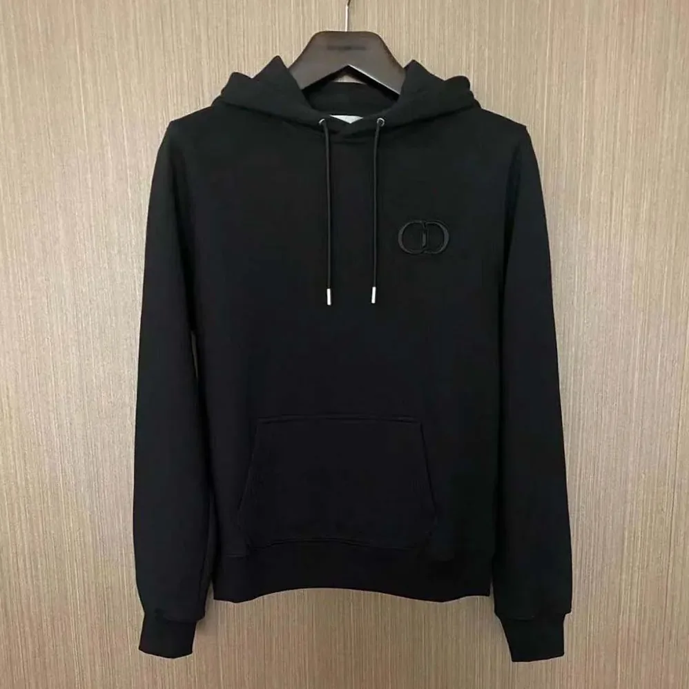 Dior CD Icon Hooded Sweatshirt Black Cotton Fleece for Women
