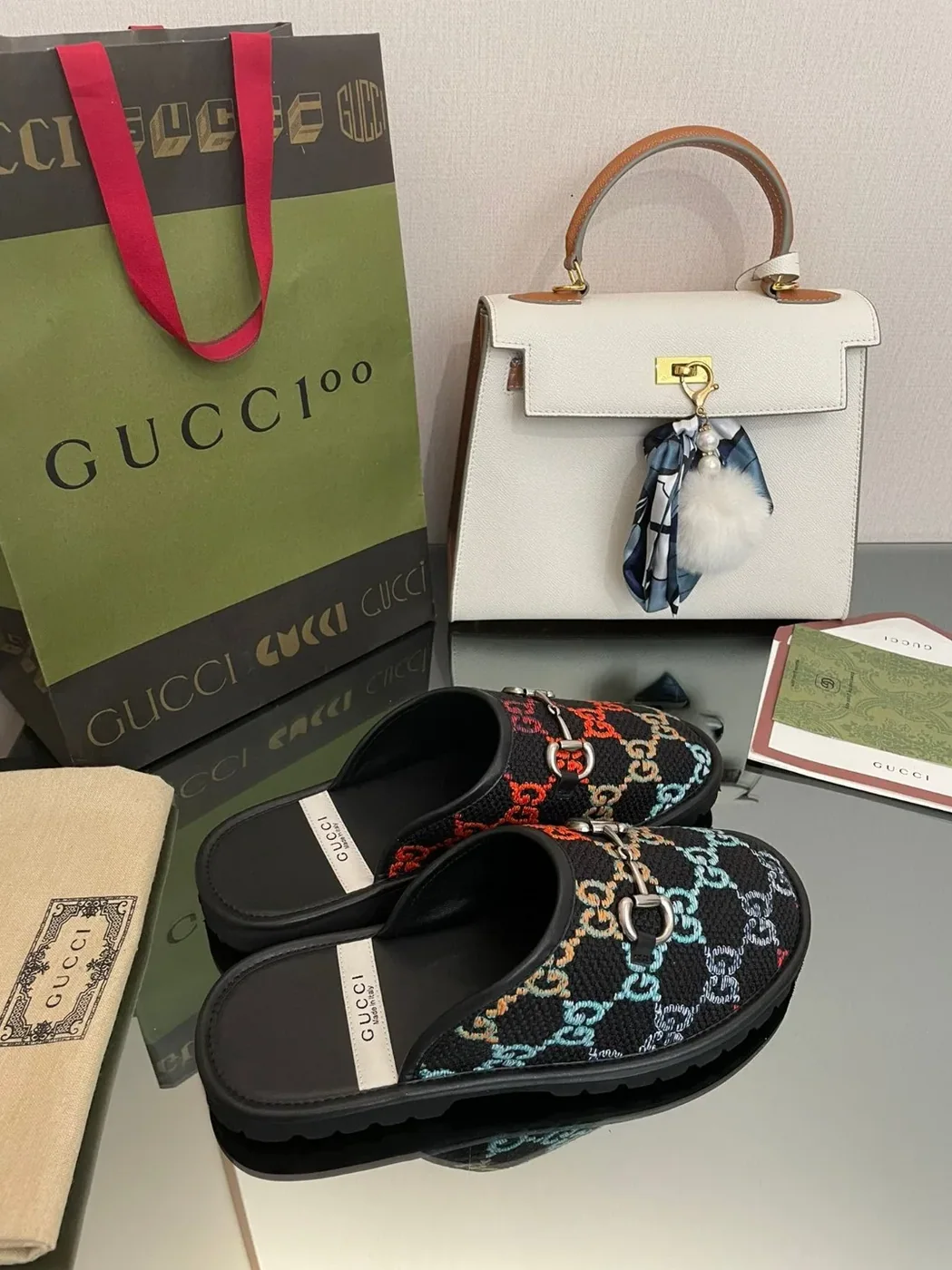 Gucci GG Slipper With Horsebit Black GG Shoes for Men