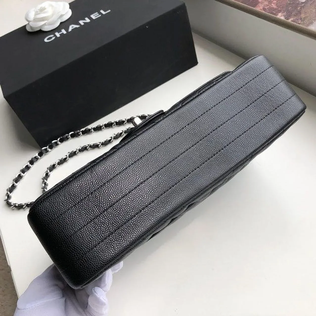 Chanel Chevron Classic Medium Crossbody Bag in Black Silver Hardware Chanel Chevron Classic Medium Crossbody Bag in Black Silver Hardware