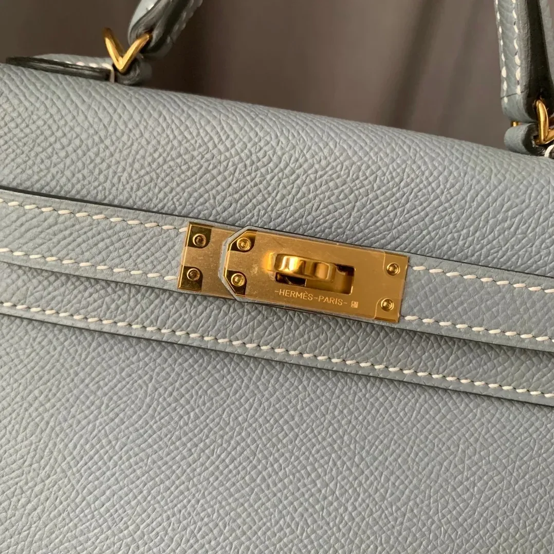 Hermes Kelly Mini Top Handle Bag / Sky Blue Epsom Gold Hardware Hermes Kelly Mini Top Handle Bag / Sky Blue Epsom Gold Hardware
