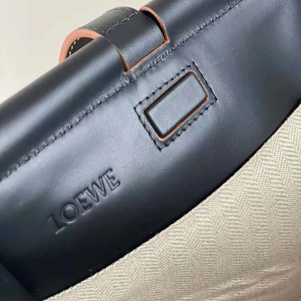 Loewe Cushion Tote Bag in Anagram Linen and Calfskin for Women