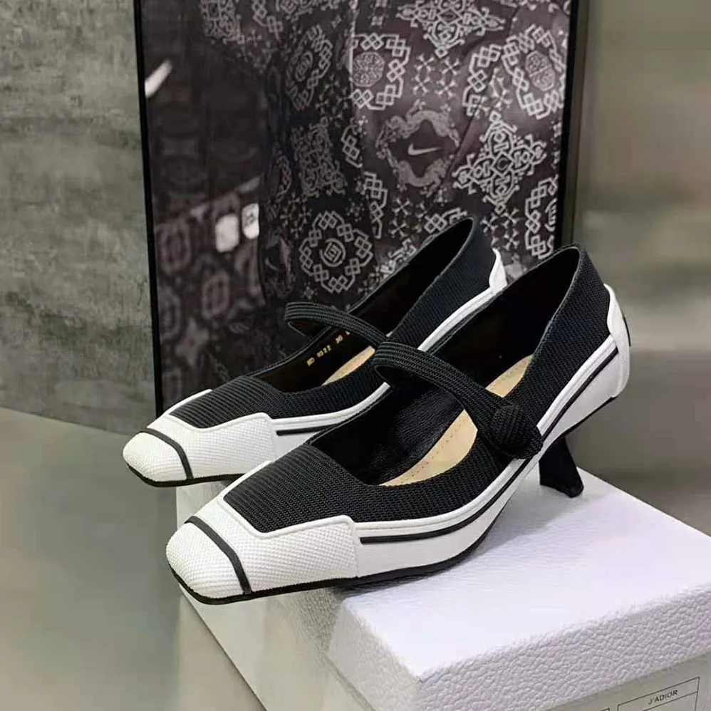 Dior D-Motion Pump Black Technical Fabric and White Rubber for Women Dior D-Motion Pump Black Technical Fabric and White Rubber for Women