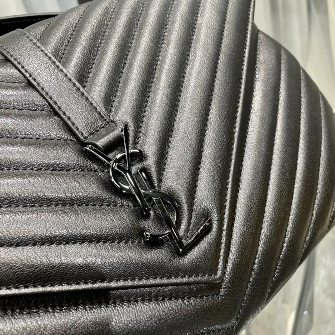 Saint Laurent College Large Chain Bag Black With Metal Toned Hardware in YSL Saint Laurent College Large Chain Bag Black With Metal Toned Hardware in YSL