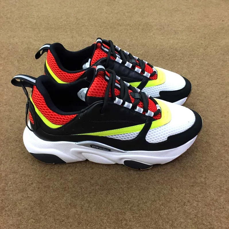 Dior Black Red Yellow Canvas and Calfskin Trainer for Men Dior Black Red Yellow Canvas and Calfskin Trainer for Men