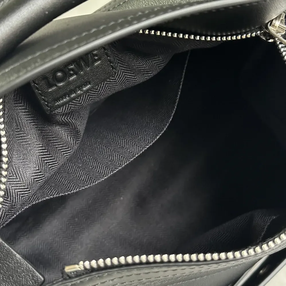 Loewe Small Puzzle Biker Bag in Shiny Calfskin for Unisex in Black