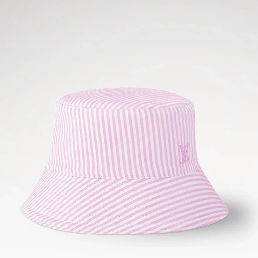 Louis Vuitton LV League Striped Bucket Hat Pink
