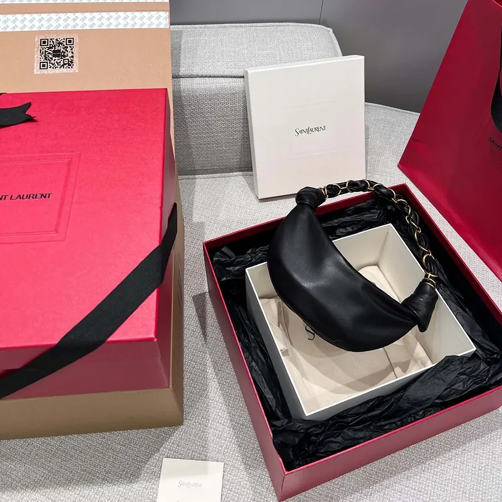 Saint Laurent YSL Amalia Mini Hobo In Lambskin Black for Women Saint Laurent YSL Amalia Mini Hobo In Lambskin Black for Women