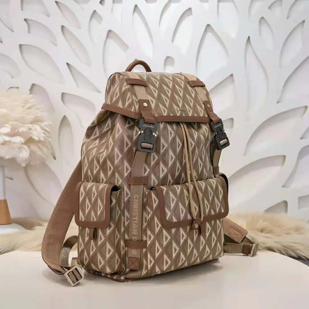 Dior Hit the Road Backpack Coffee CD Diamond Canvas for Men
