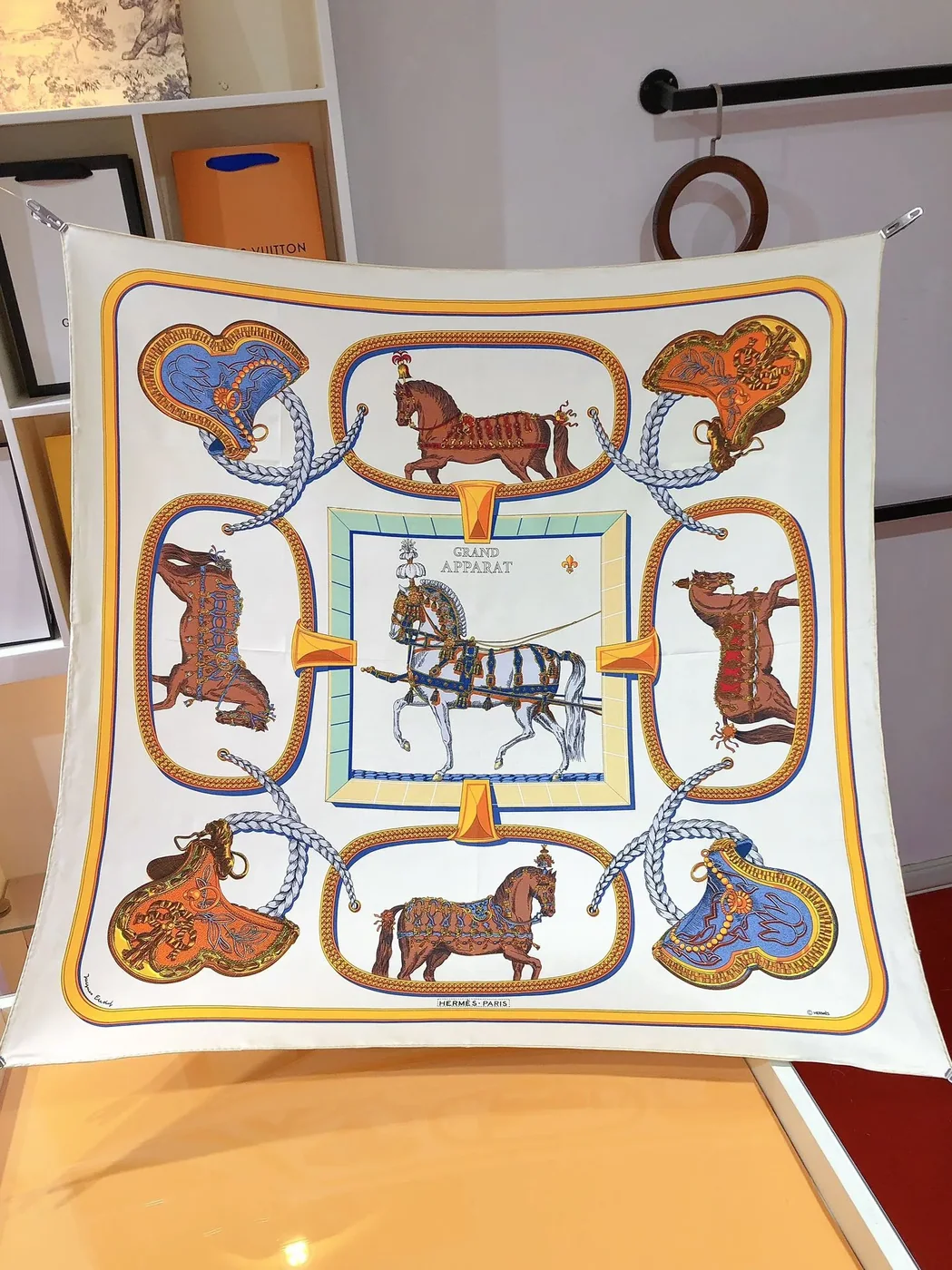 Hermes Les Parfums Monochrome Silk Scarf White Hermes Les Parfums Monochrome Silk Scarf White
