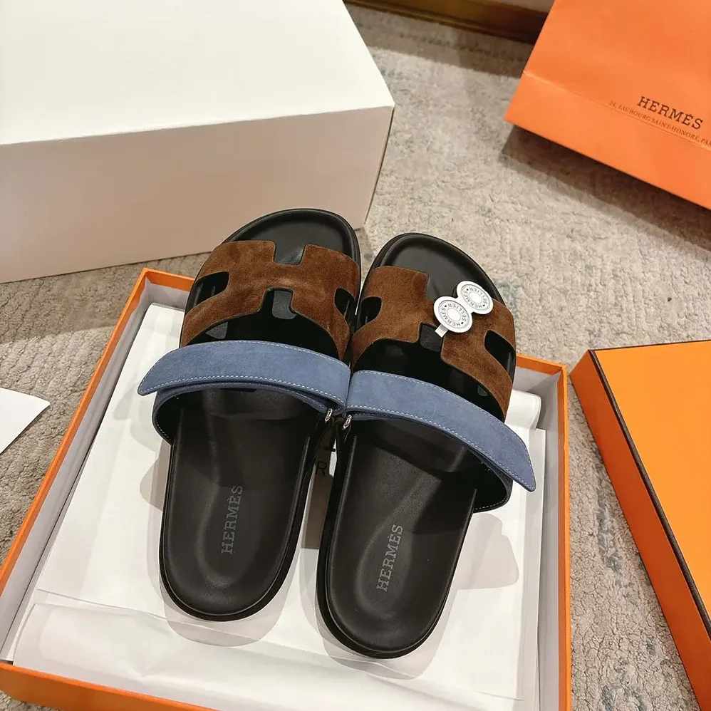 Hermes Chypre Sandal for Unisex in Blue/Brown