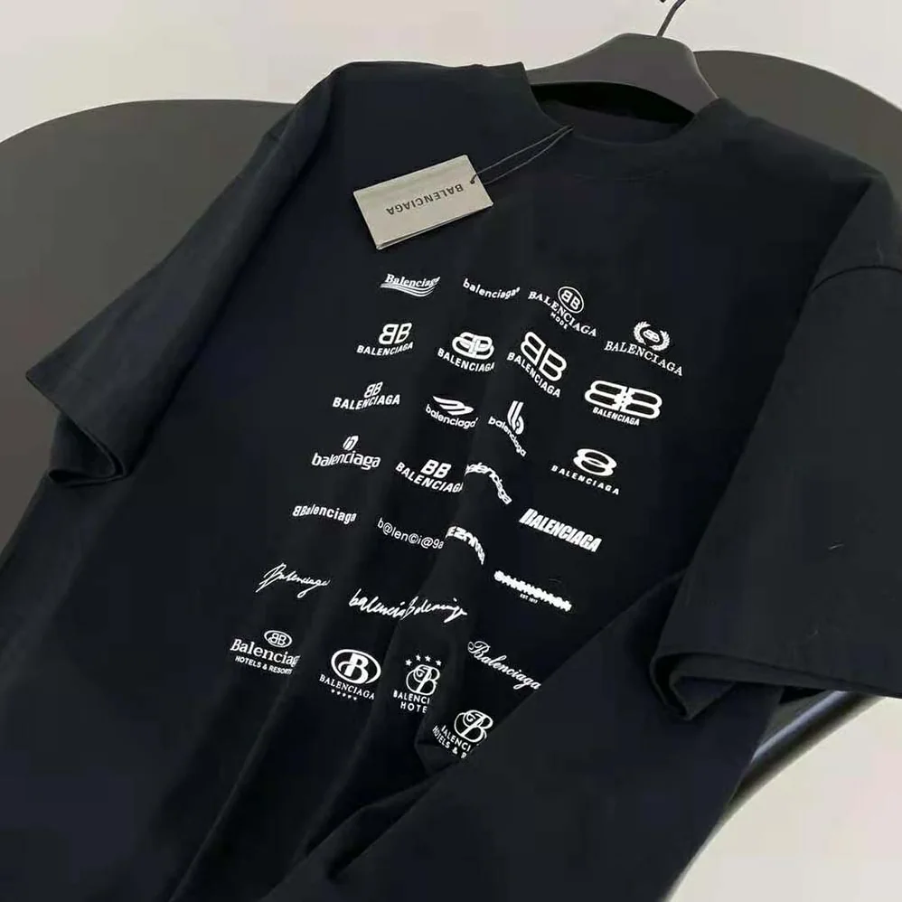 Balenciaga Archives Logos T-shirt Oversized in Light Black for Men