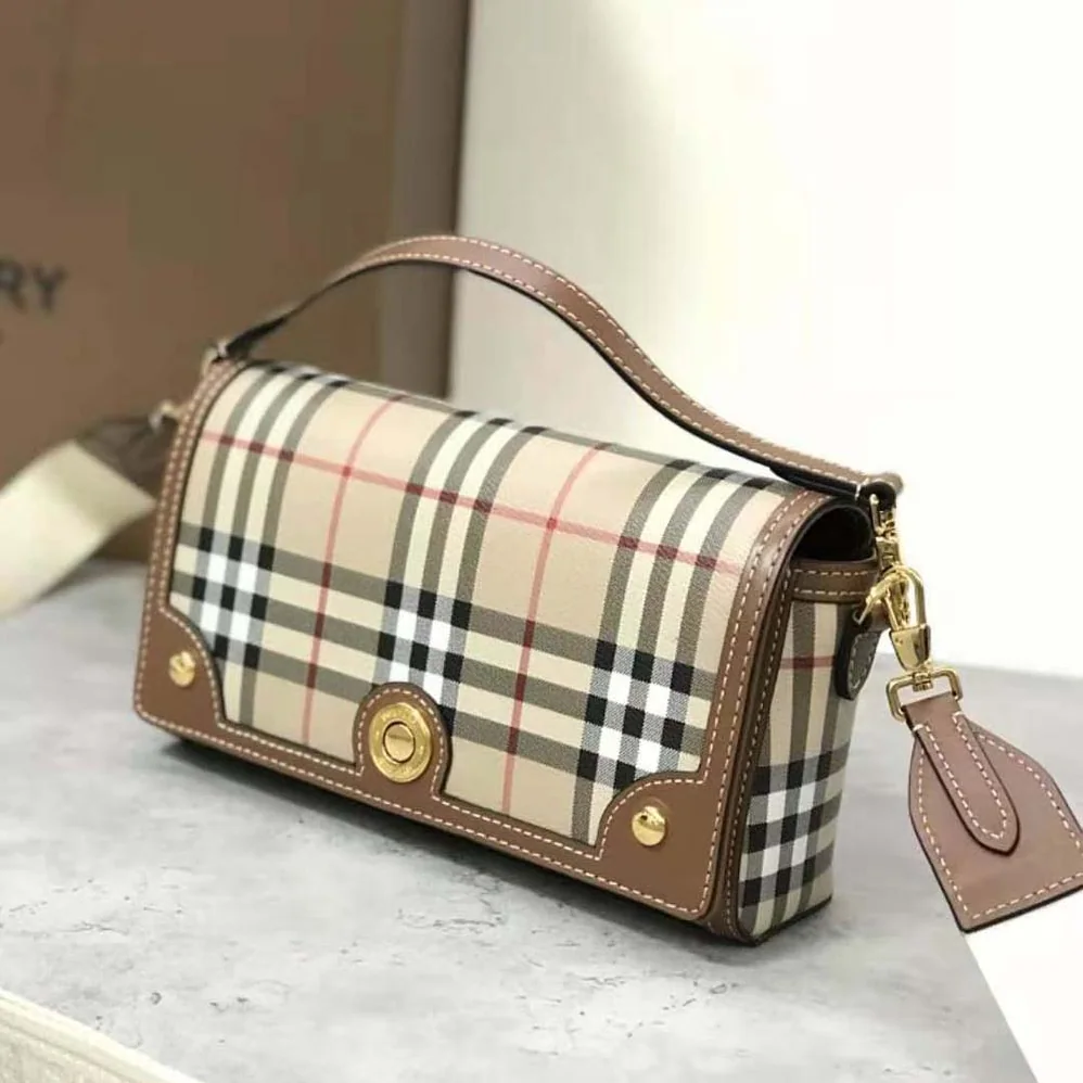 Burberry Top Handle Note Bag with Logo-engraved Studs for Women in Brown