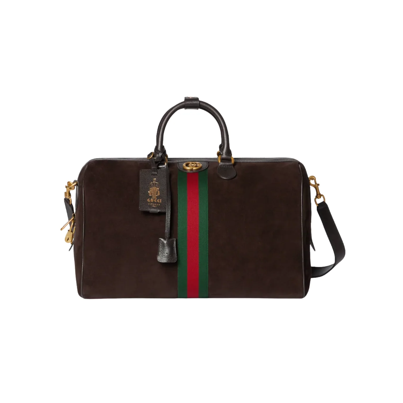 Gucci Savoy Medium Duffle Travel Bag in Dark Brown Gold Hardware