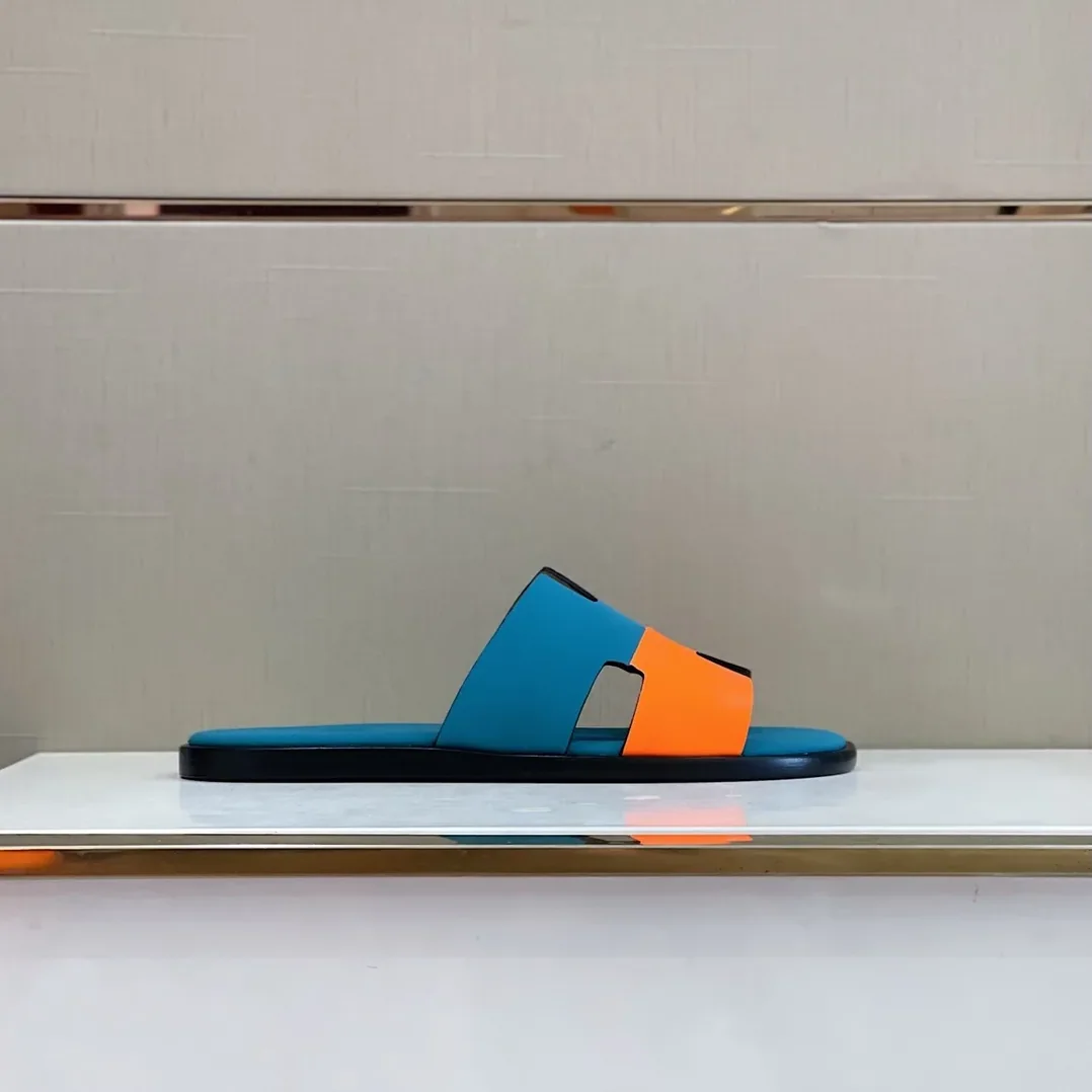 Hermes Izmir Sandals Blue in Orange Hermes Izmir Sandals Blue in Orange