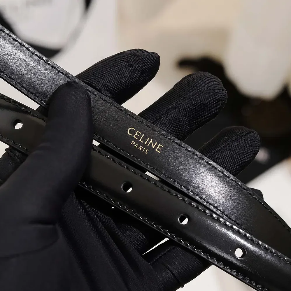 Celine Bc-25 18mm Belt In Taurillon Leather for Women in Black Celine Bc-25 18mm Belt In Taurillon Leather for Women in Black