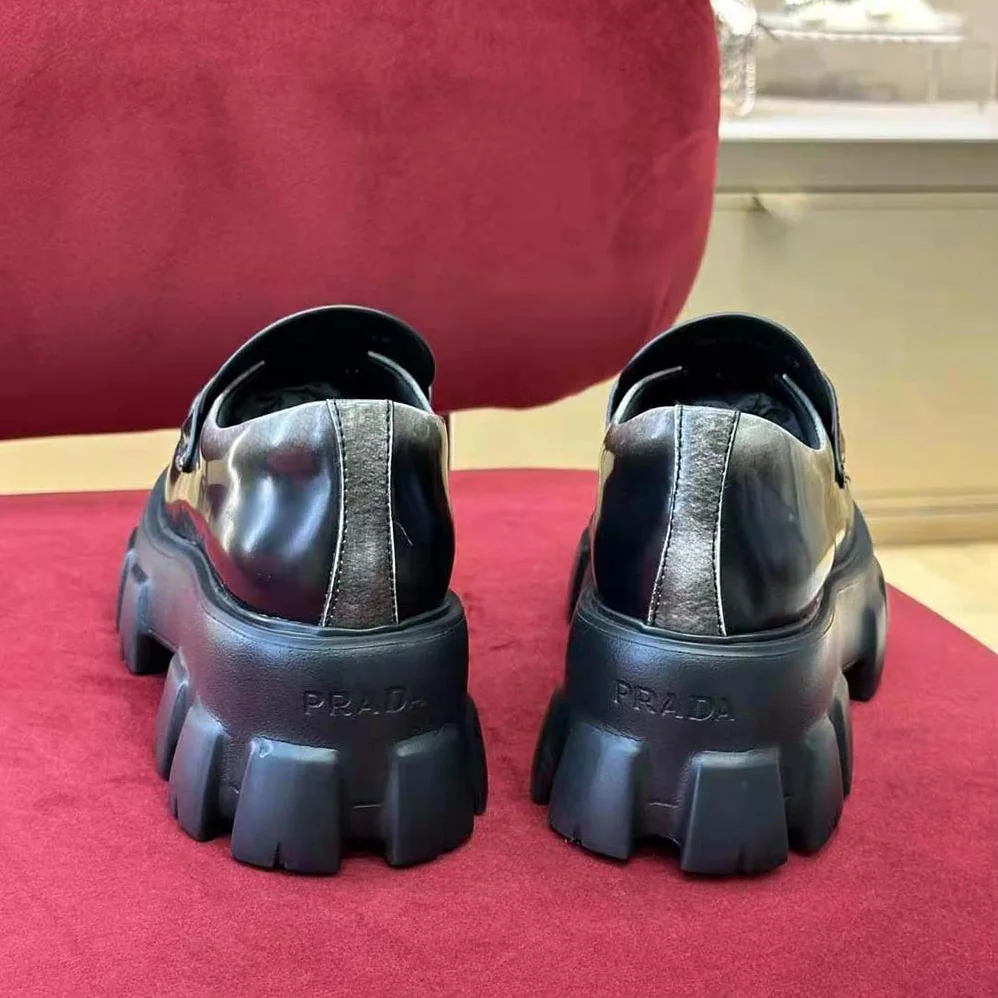 Prada Monolith Nuanced Brushed Leather Loafers for Men Prada Monolith Nuanced Brushed Leather Loafers for Men