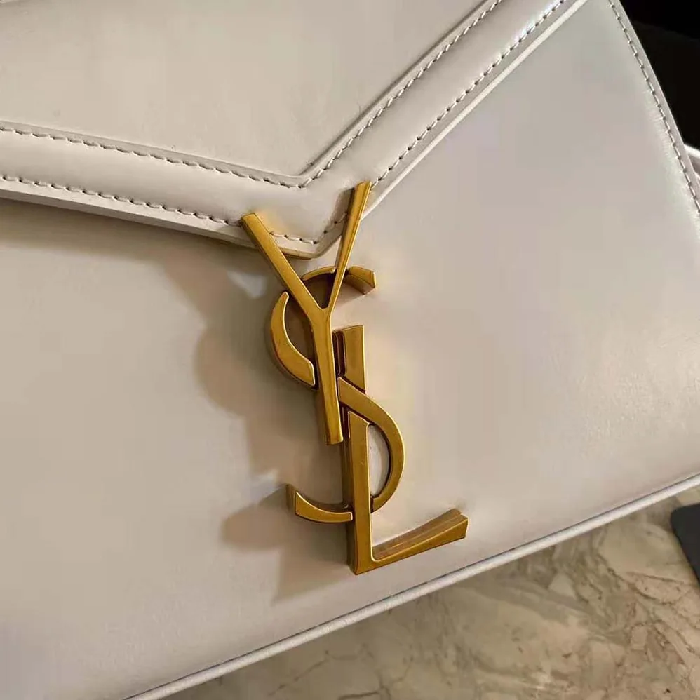 Saint Laurent YSL Cassandra Mini Top Handle Medium Bag in Grain DE Poudre Embossed Leather for Women