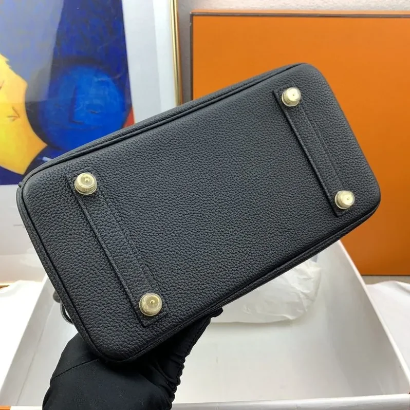 Hermes Birkin Top Handle Bag / Nata Togo Leather Black Gold Hardware