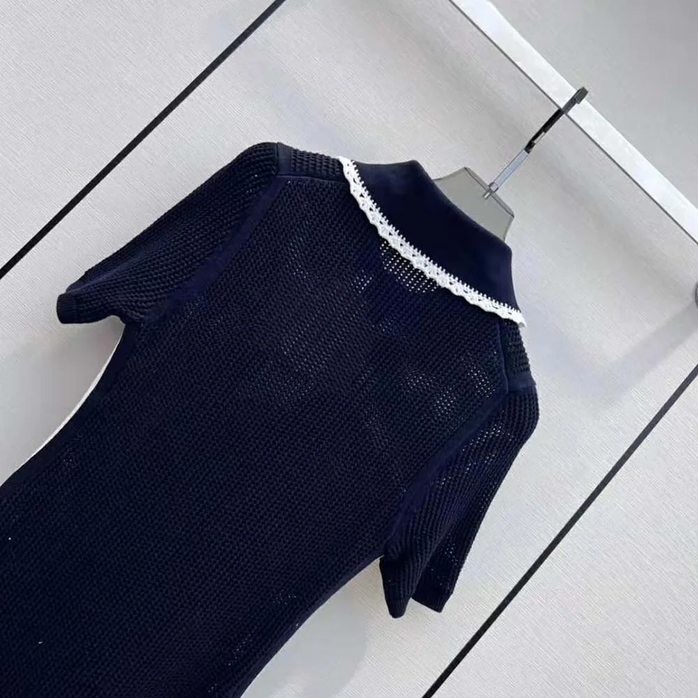Miu Miu Cotton Knit Dress with Intarsia Logo for Women Miu Miu Cotton Knit Dress with Intarsia Logo for Women