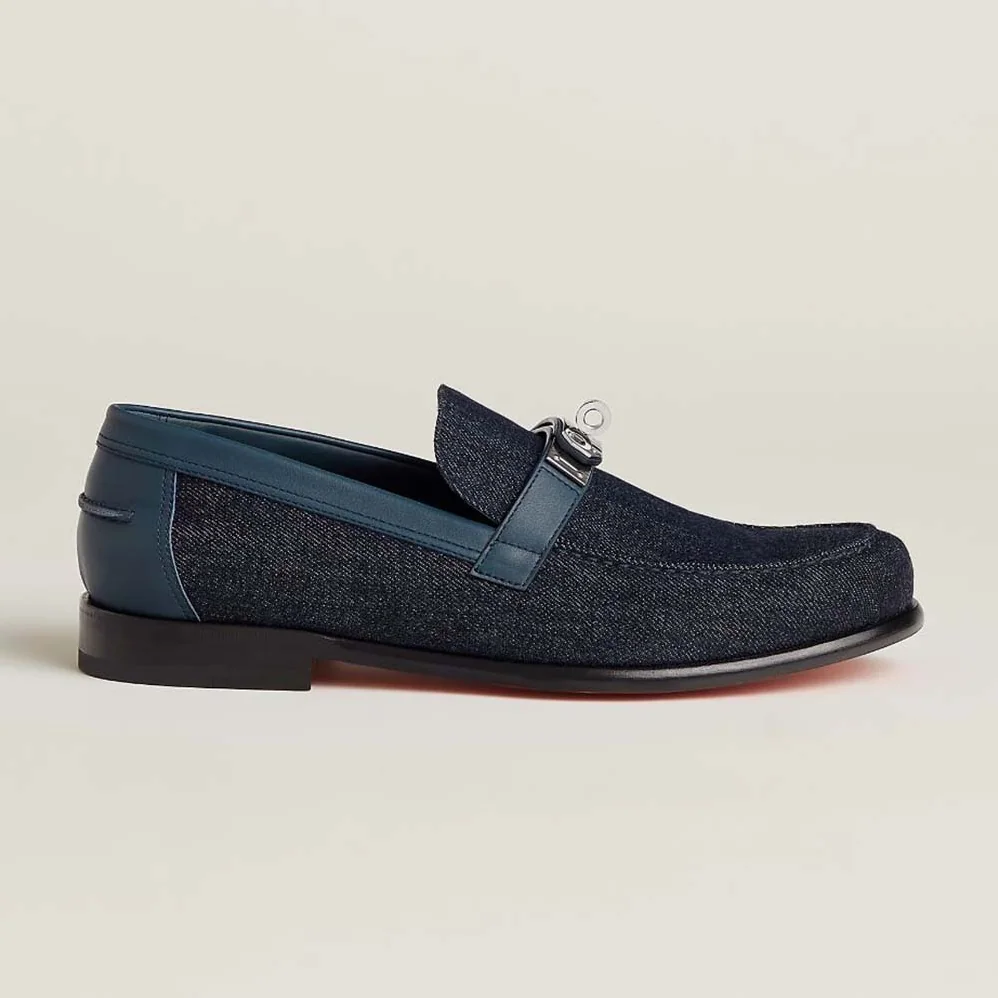 Hermes Destin Loafer in Denim and Calfskin for Men Hermes Destin Loafer in Denim and Calfskin for Men