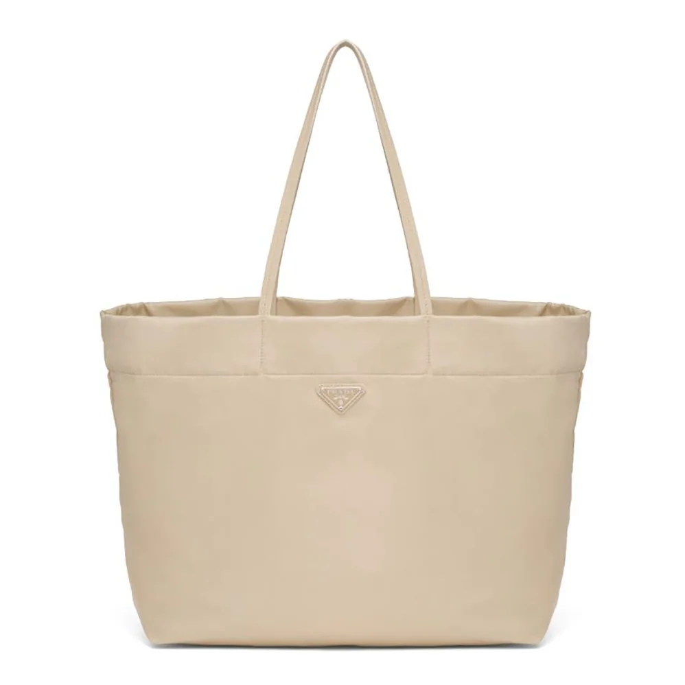 Prada Re-Nylon and Saffiano Leather Tote Bag for Women in Beige Prada Re-Nylon and Saffiano Leather Tote Bag for Women in Beige