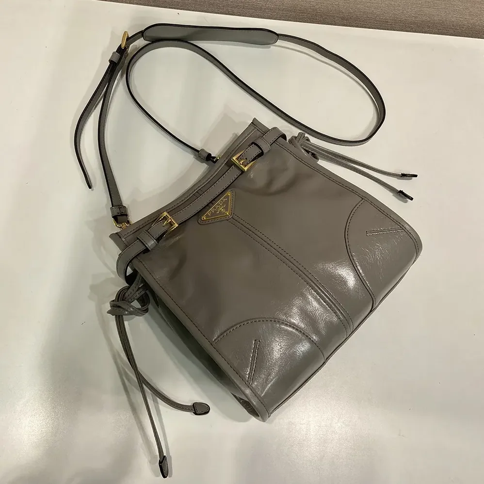 Prada Bonnie Leather Mini Shoulder Bag for Women in Gray