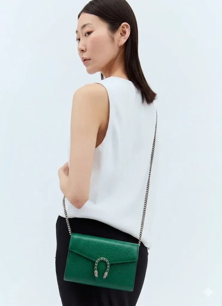 Gucci Dionysus Mini Chain Shoulder Bag / Emerald Green Metal Free Tanned Antique Silver Hardware Gucci Dionysus Mini Chain Shoulder Bag / Emerald Green Metal Free Tanned Antique Silver Hardware