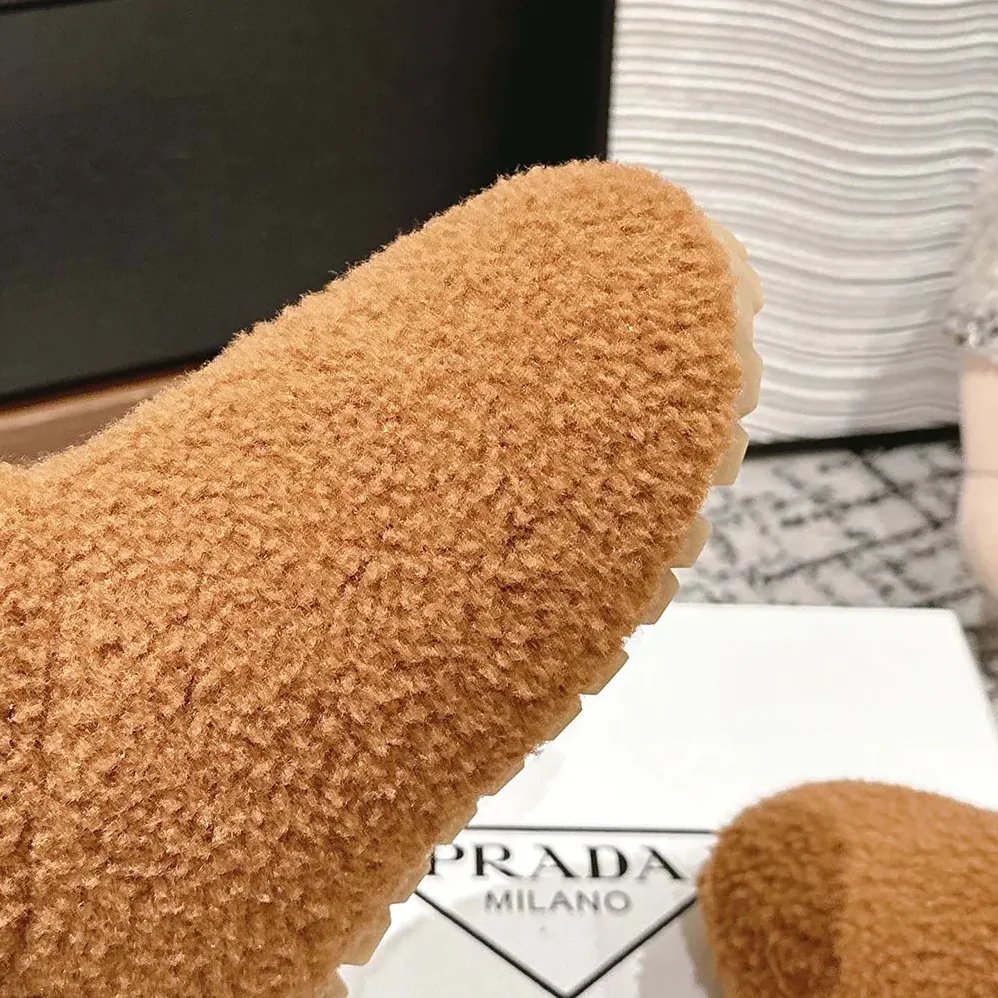 Prada Shearling Booties for Women in Brown