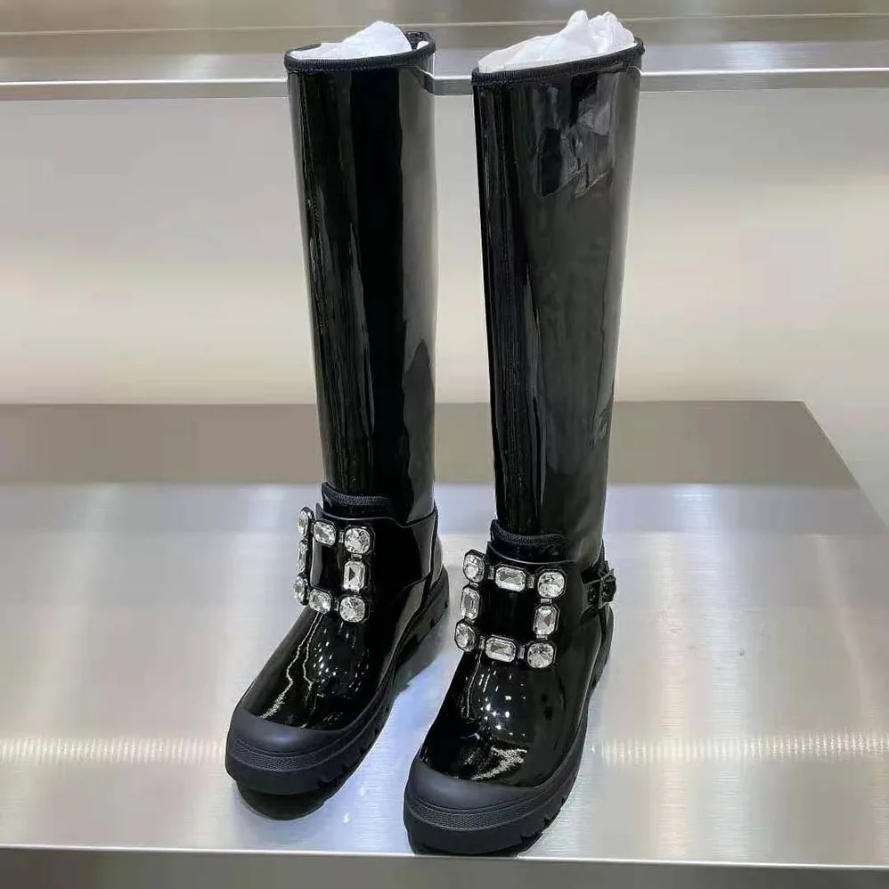 Roger Vivier Walky Viv' Strass Buckle High Boots in Leather for Women
