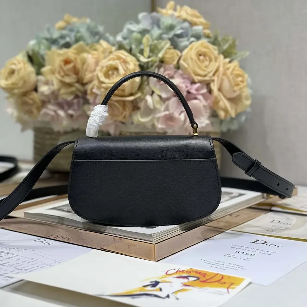 Dior Small 30 Montaigne Avenue Top Handle Bag Black Ribbed Calfskin for Women Dior Small 30 Montaigne Avenue Top Handle Bag Black Ribbed Calfskin for Women