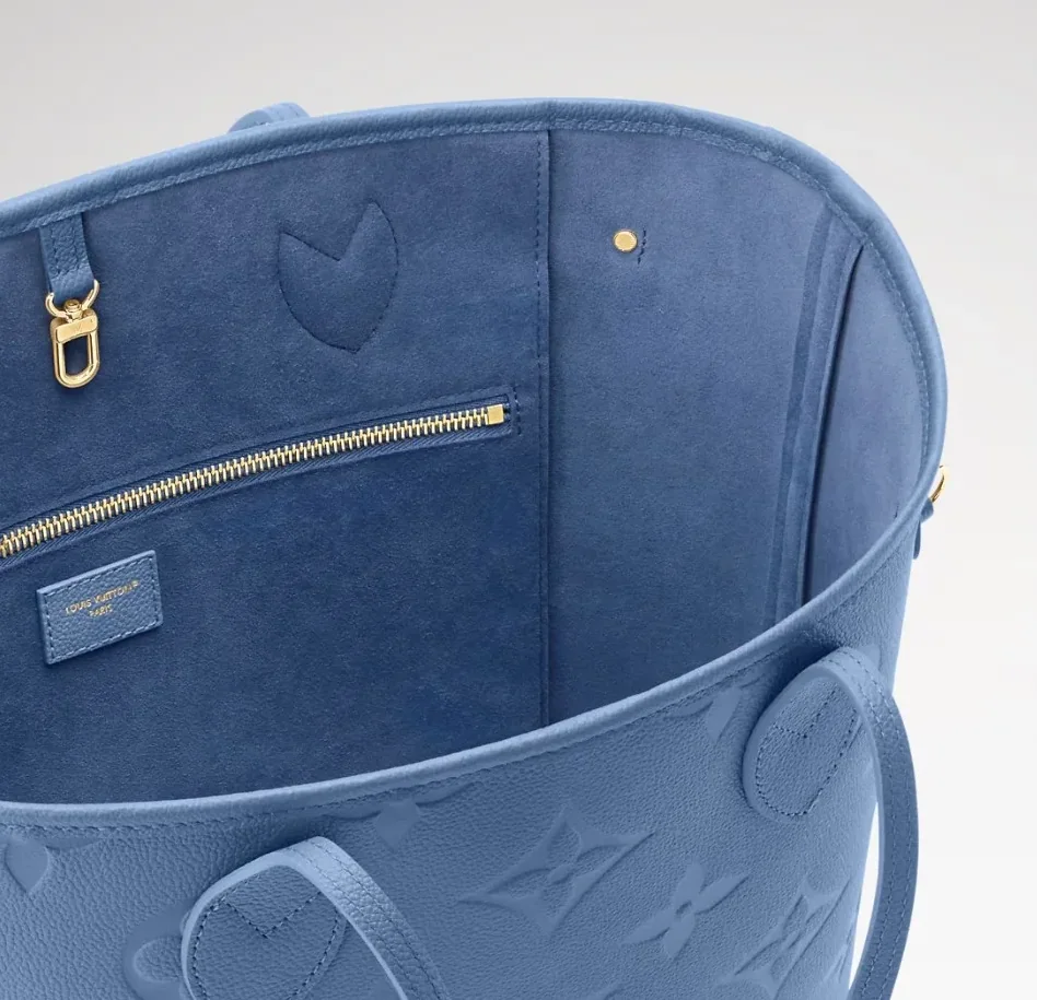 Louis Vuitton Neverfull MM Tote Bag in Blue Jean Gold Hardware