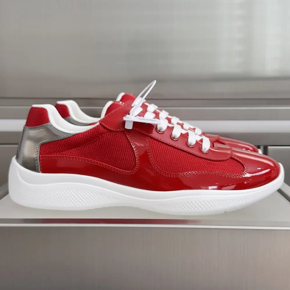 Prada Patent Leather And Technical Fabric Prada America'S Cup Sneakers for Unisex in Red