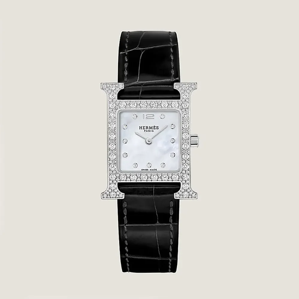 Hermes Heure H Watch Small Model 25 mm for Women in Silver