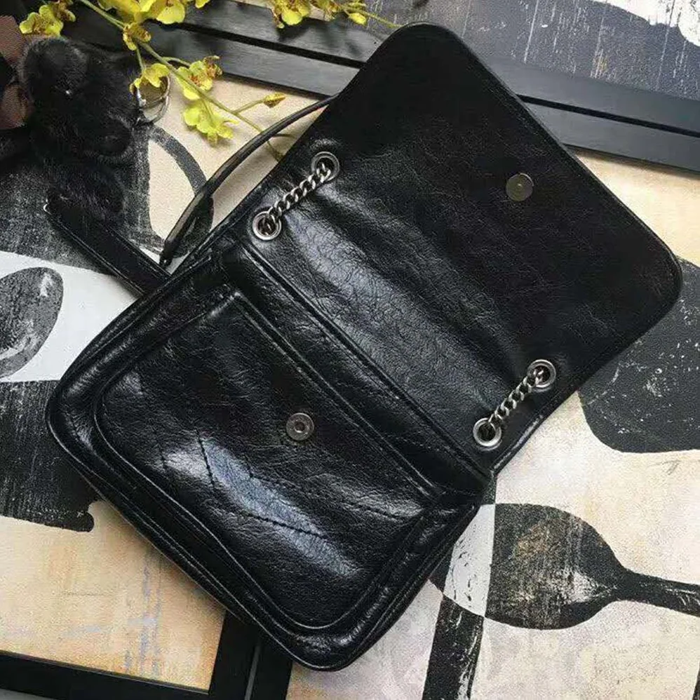 Saint Laurent YSL Niki Baby Crinkled Vintage Bag for Women in Black Saint Laurent YSL Niki Baby Crinkled Vintage Bag for Women in Black