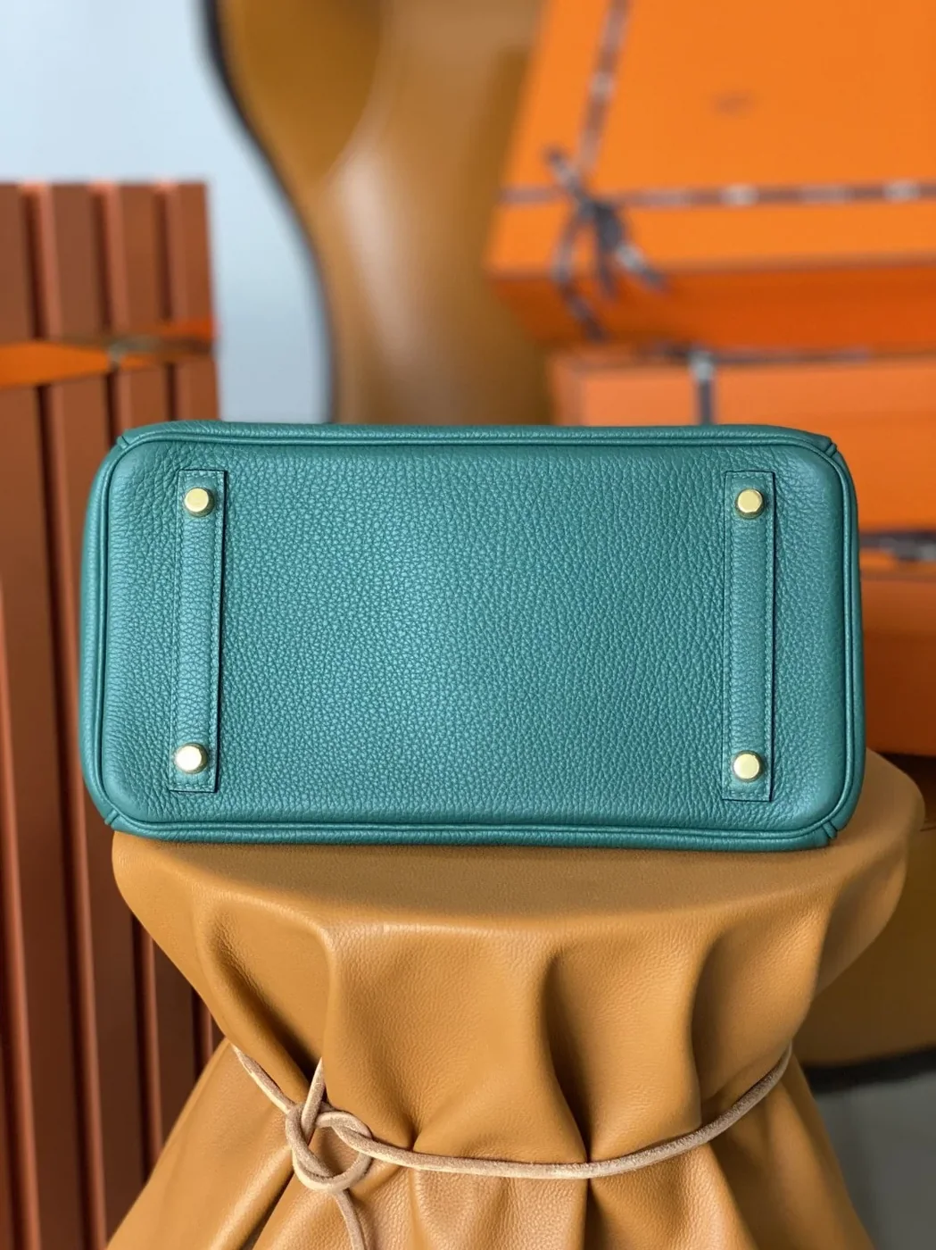Hermes Birkin Top Handle Bag / Nata Swift Dark Green Gold Hardware