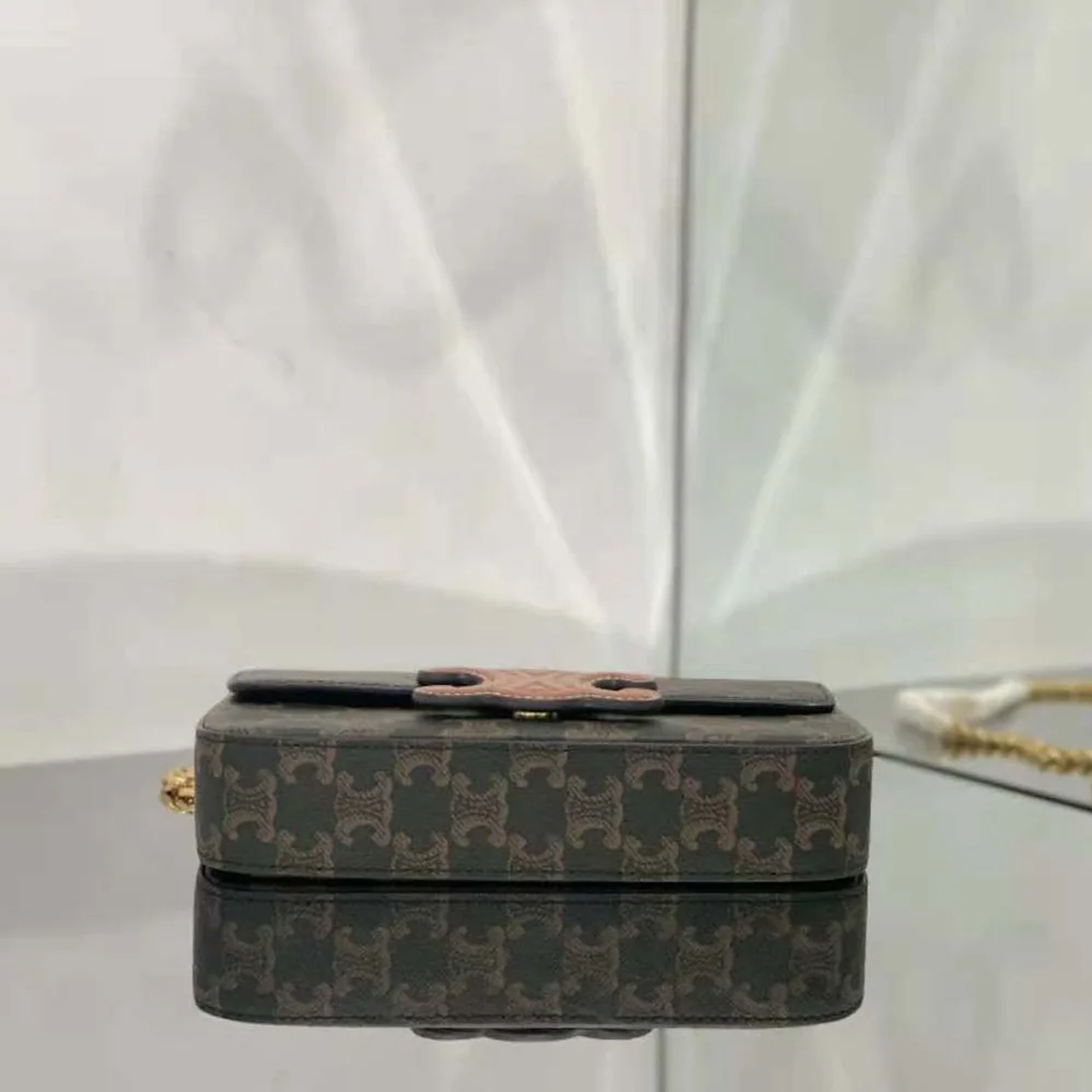 Celine Chain Shoulder Bag Cuir Triomphe in Triomphe Canvas and Calfskin for Women