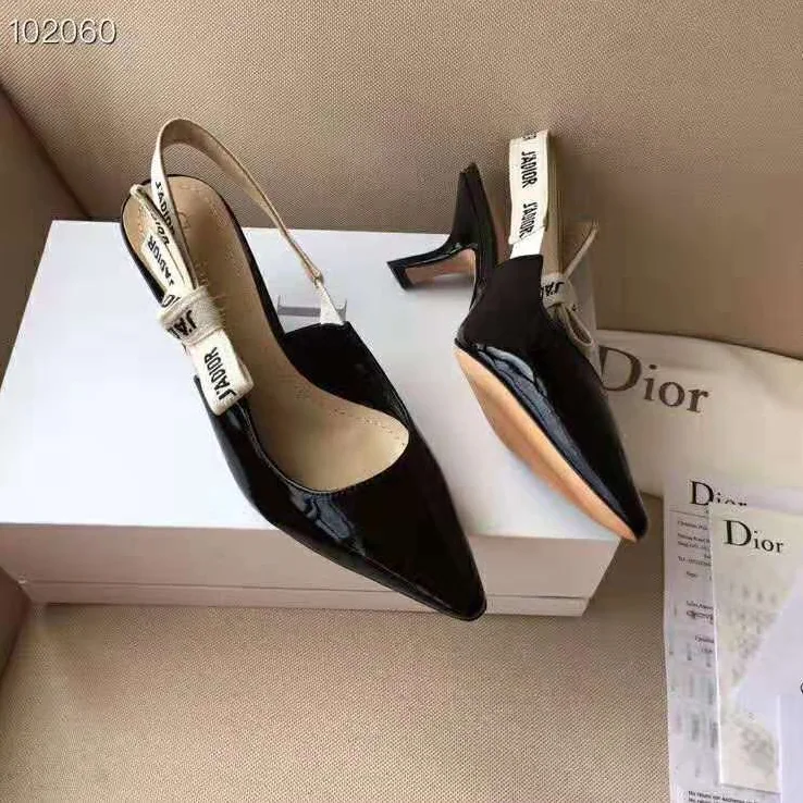 Dior J'adior Slingback Black Patent Calfskin Leather 6.5 cm Heel for Women