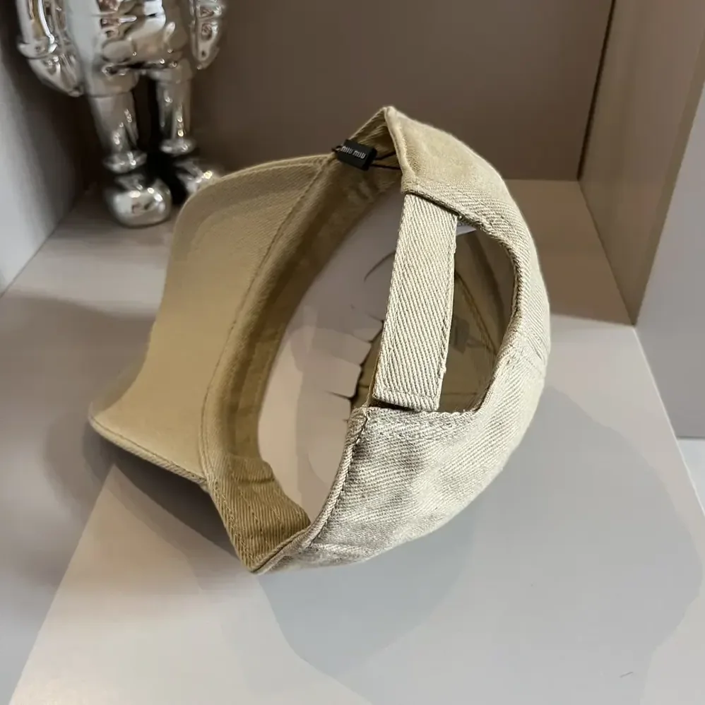 Miu Miu Drill Baseball Cap-Beige 5HC179_2DXI_F011P for Women