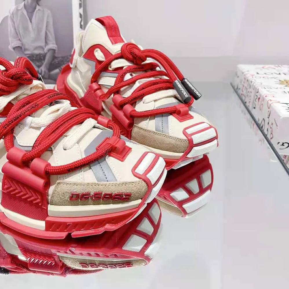 Dolce Gabbana D&G Mixed-Material Space Sneakers for Men in Red