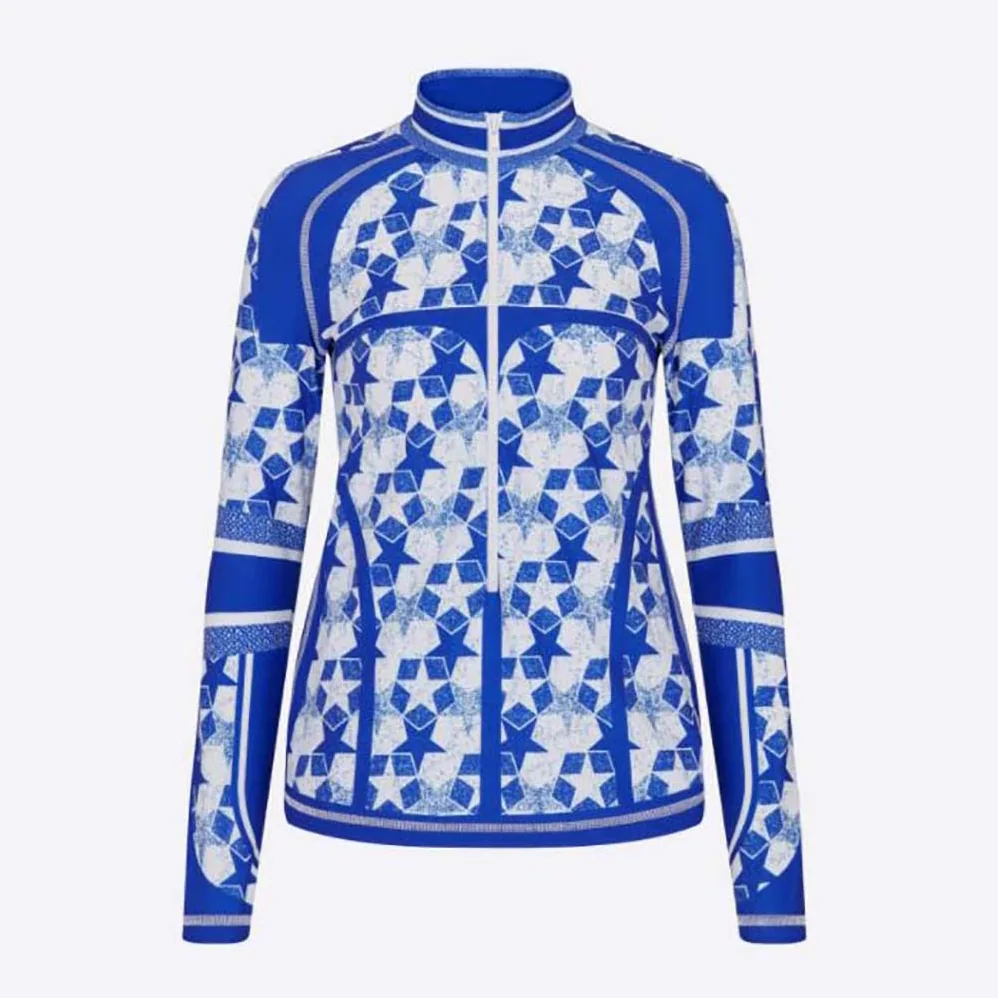 Dior Zipped Jacket Fluorescent Blue Dior Étoile Technical Jersey for Women Dior Zipped Jacket Fluorescent Blue Dior Étoile Technical Jersey for Women
