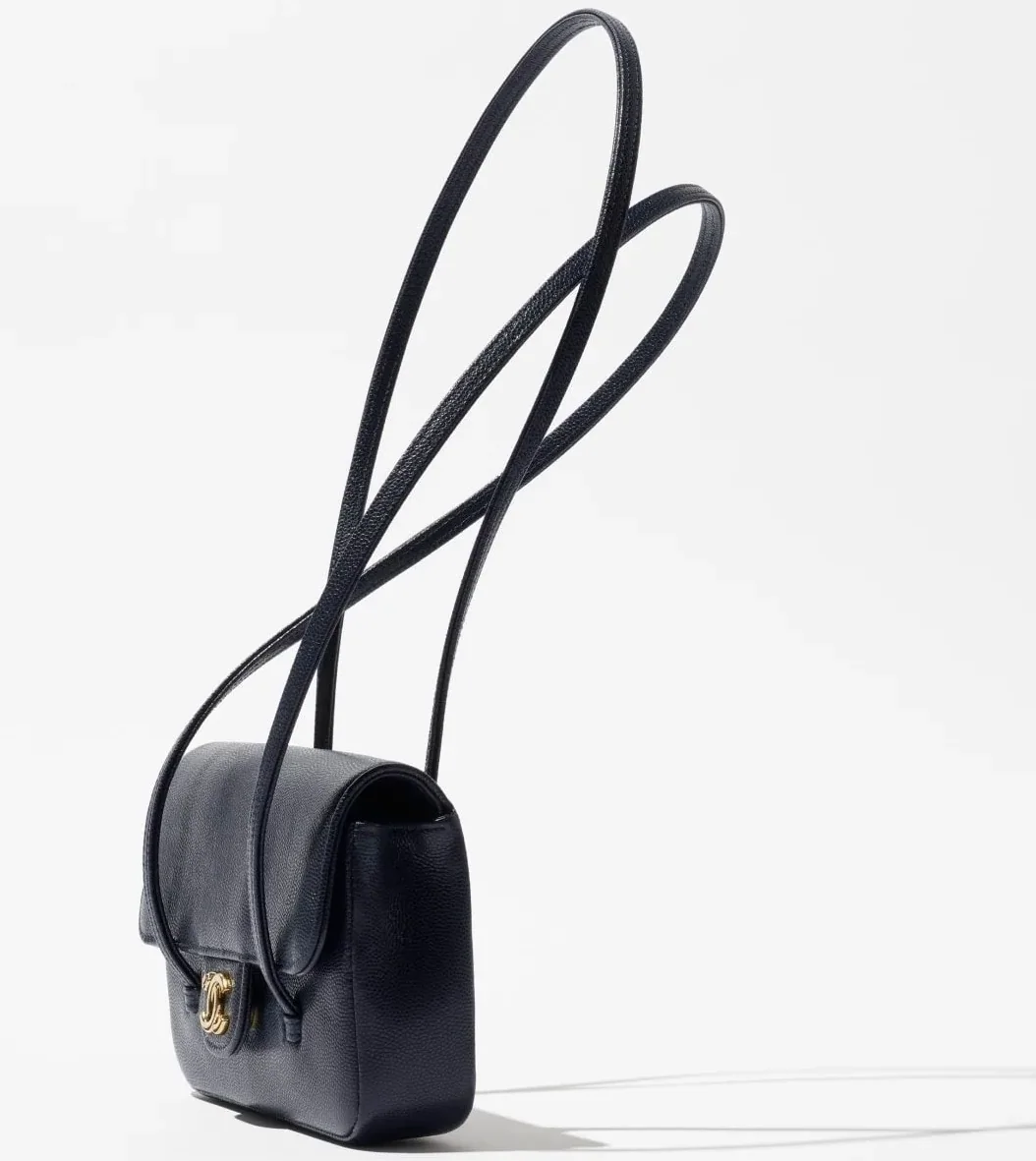 Chanel Clutch With Leather Strap Shoulder Bag in Dark Blue Gold Hardware