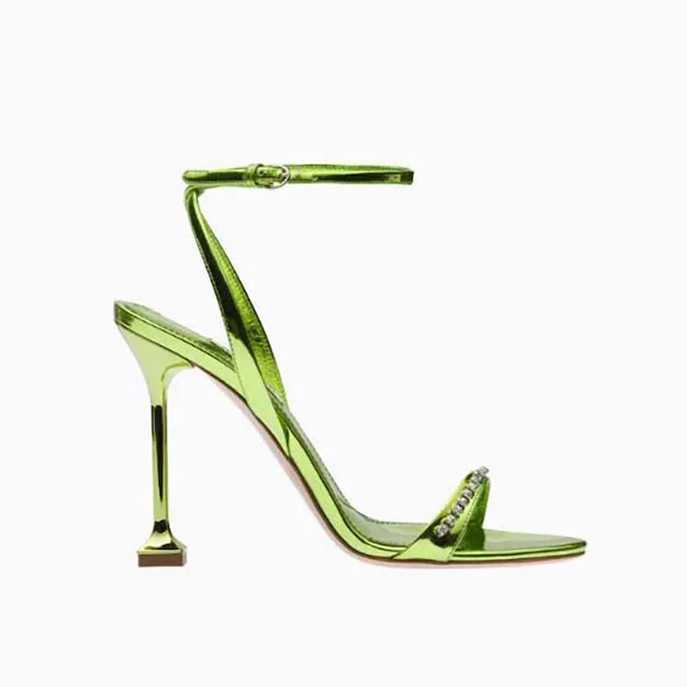 Miu Miu Metallic Leather Sandals for Women in Green Miu Miu Metallic Leather Sandals for Women in Green